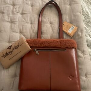 Patricia Nash Brown Shoulder Bag with Fur Trim